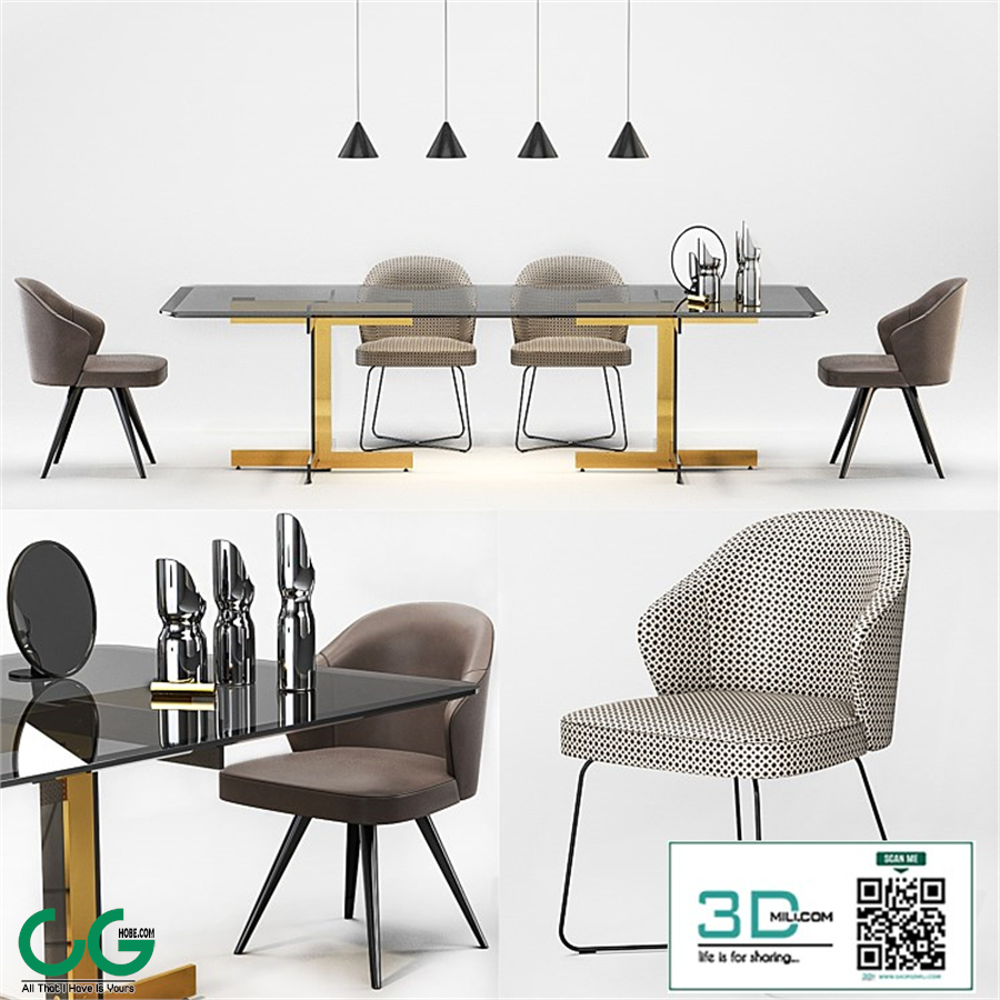 Minotti Catlin Dining Table Leslie Dining Chairs